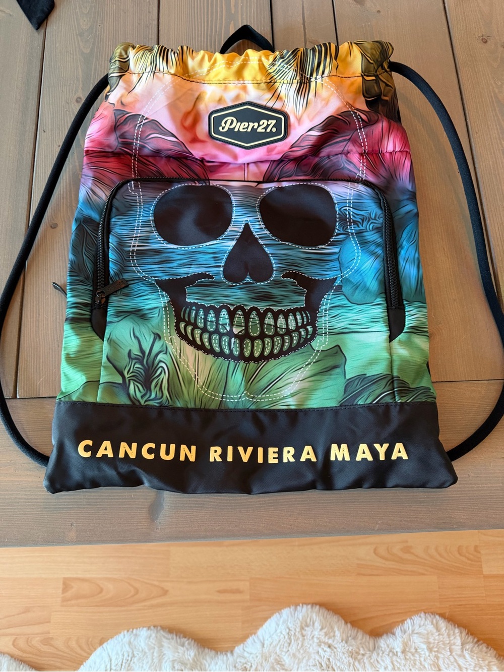 Multicolor Skull Drawstring Backpack - Cancun Riviera Maya